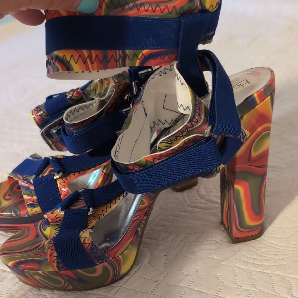 Colorful Platform Rainbow Psychedelic Heels 🎸